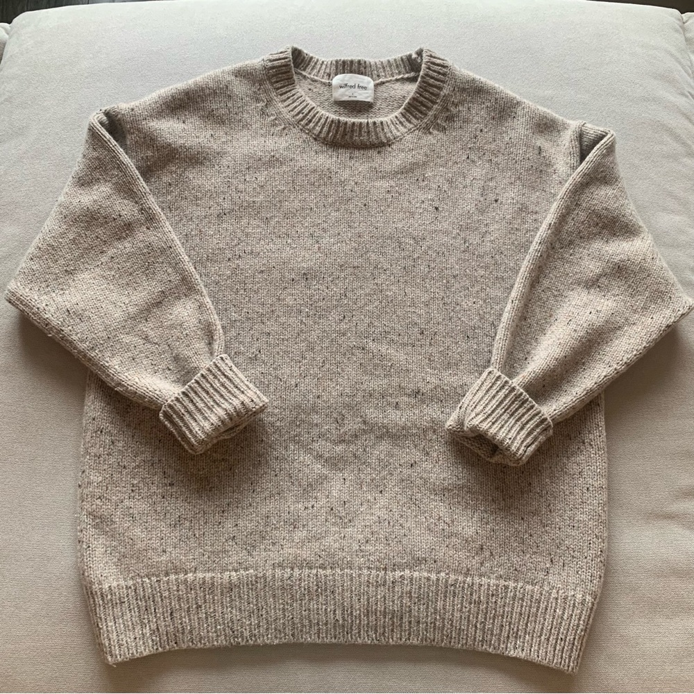 Aritzia Wilfred Bronco Wool Speckled Beige Crewneck Sweater